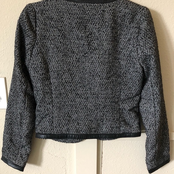 Tweed jacket with faux leather trim - Picture 4 of 7